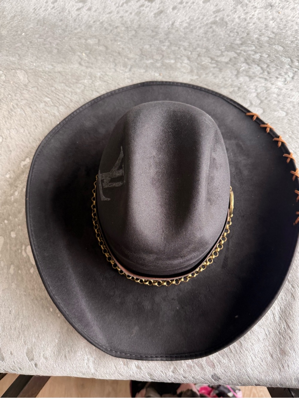 Louis Vuitton Black Western Hat with Gold Chain - Picture 6 of 6